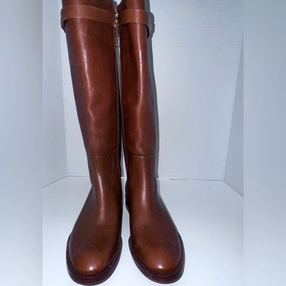 Tory Burch Everly Strap Sierra Brown Tall Riding Boots 5.5